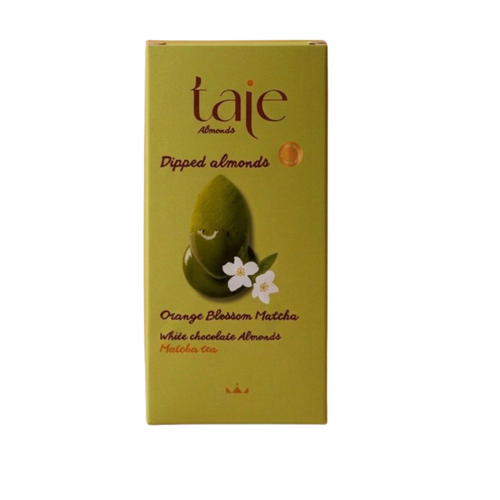 Dipped Almonds – White Chocolate Matcha Orange Blossom