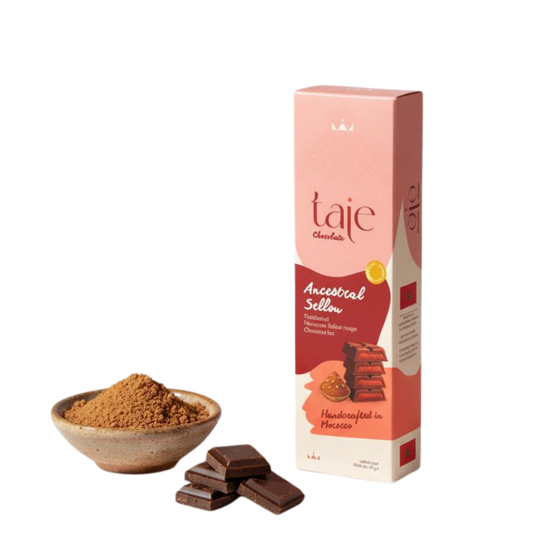 Taje Chocolate Bar – Artisanal Chocolate Filled with Sellou – 80 g